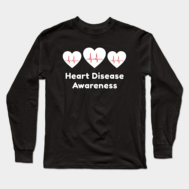 Heart Disease Awareness Long Sleeve T-Shirt by Color Fluffy